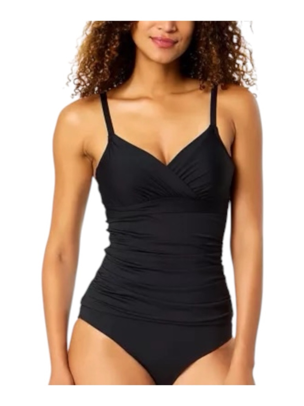 Anne Cole Swim Tank D/DD Cup Black Wrap style top 32DD 34D NWT - Picture 3 of 9